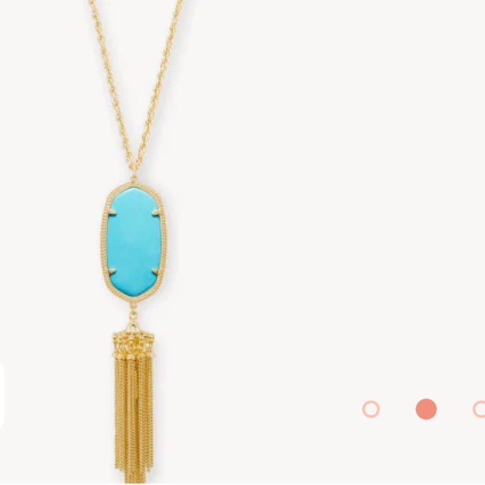Kendra Scott Rayne Gold Long Pendant Necklace in Blue Glass